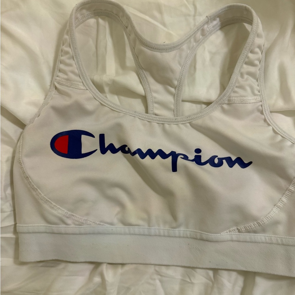Champion White and Blue Athletic Bra